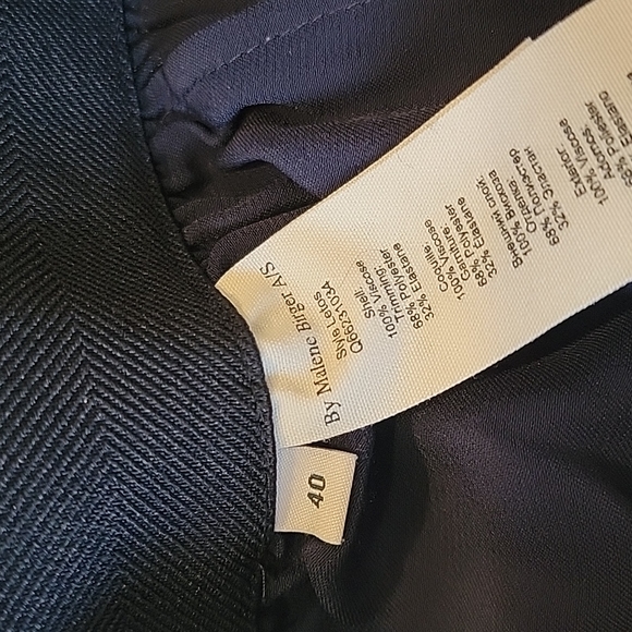 By Malene Birger Navy Black Grosgrain Trim Tapered Leg Party Trousers Pants 40 6 - Picture 8 of 9